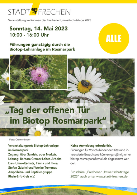 Flyer "Tag der offenen Tür im Biotop Rosmarpark"