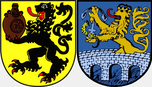 Die Aufnahme zeigt das Wappen von Frechen und das Wappen von Kapfenberg.